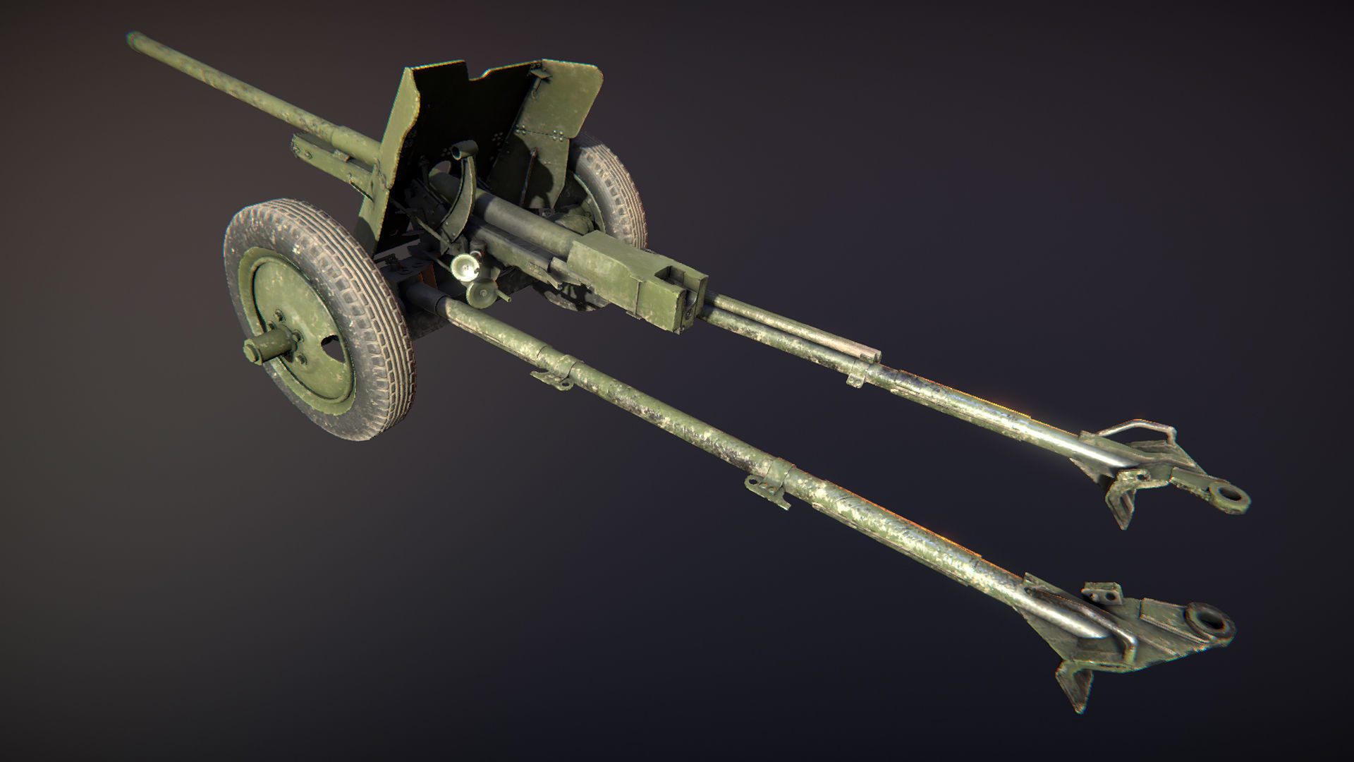 Artillery russian cannon Low-poly 3D model_5