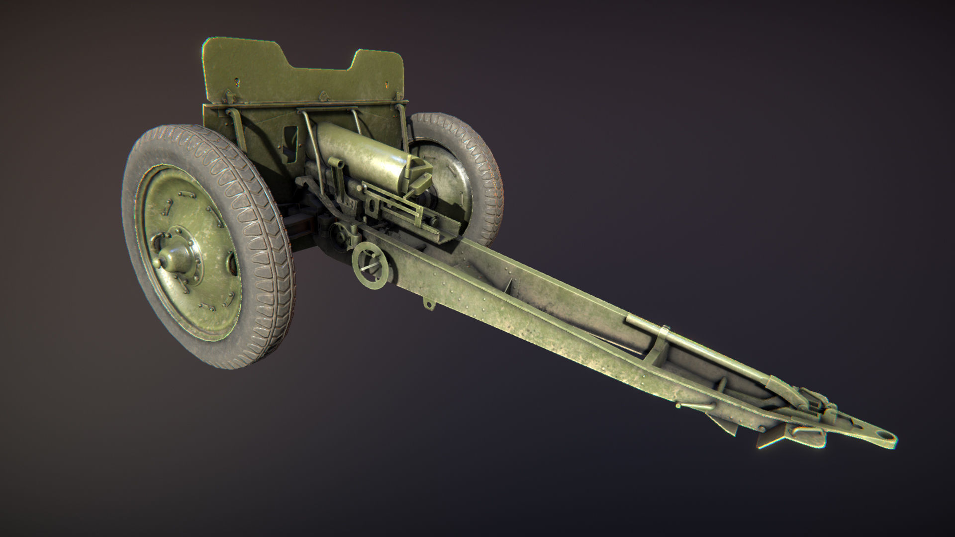 Artillery russian cannon Low-poly 3D model_9