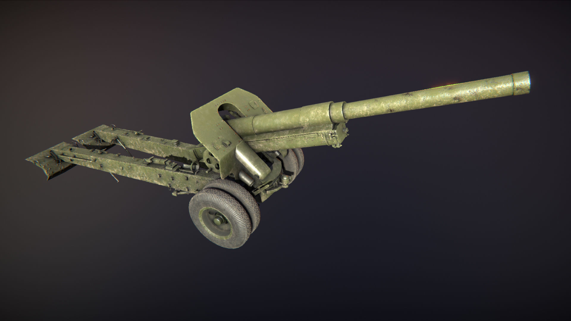 Artillery russian cannon Low-poly 3D model_2