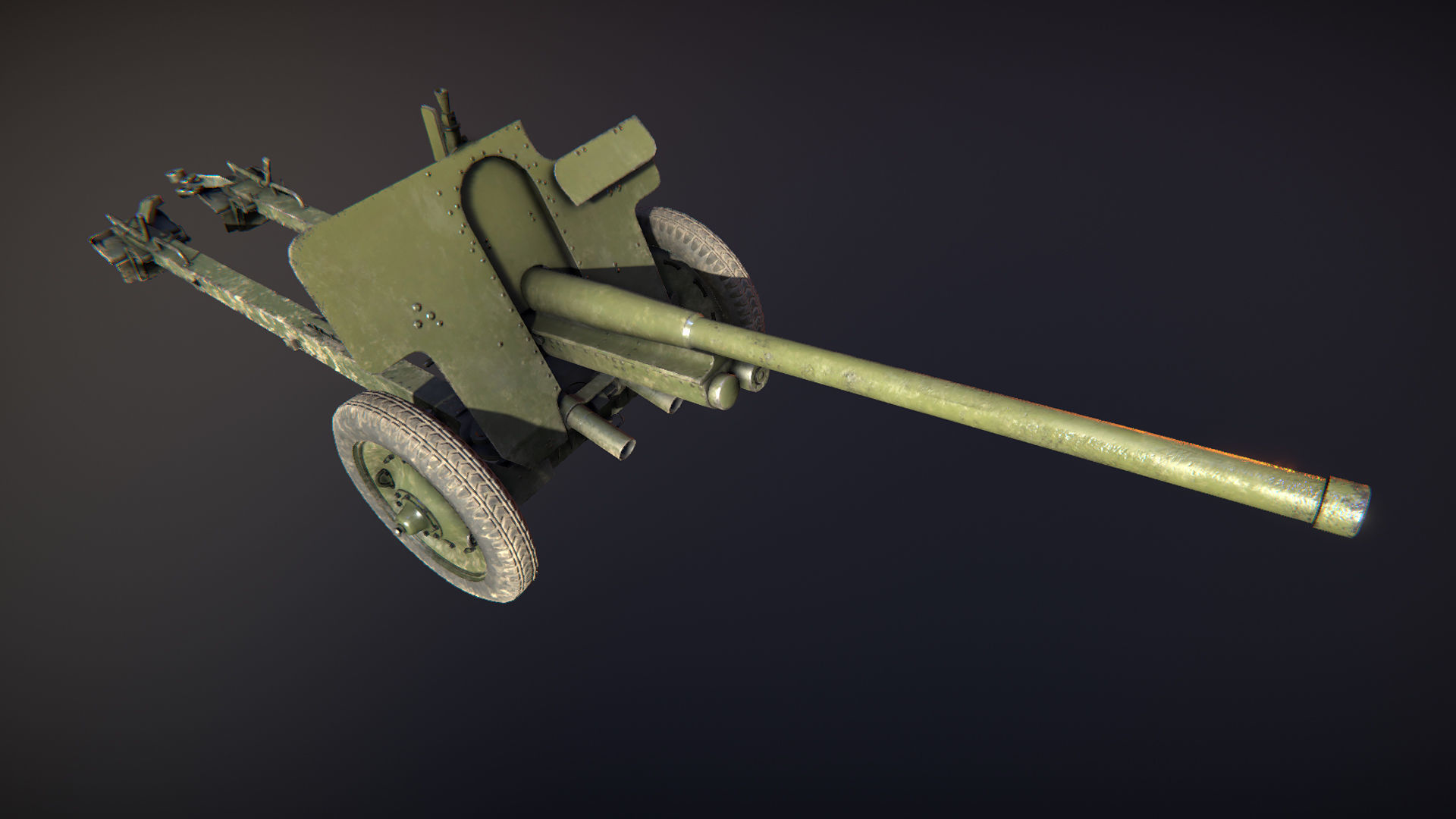 Artillery russian cannon Low-poly 3D model_6