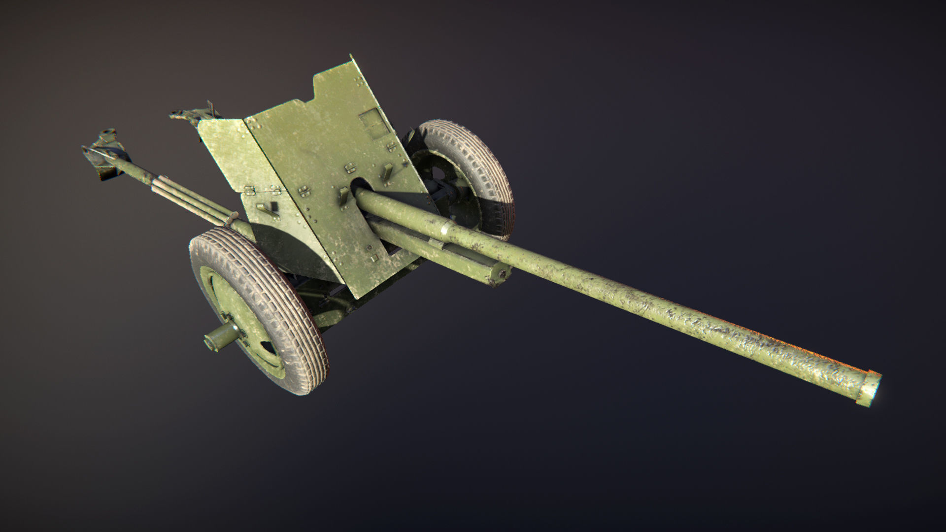 Artillery russian cannon Low-poly 3D model_4