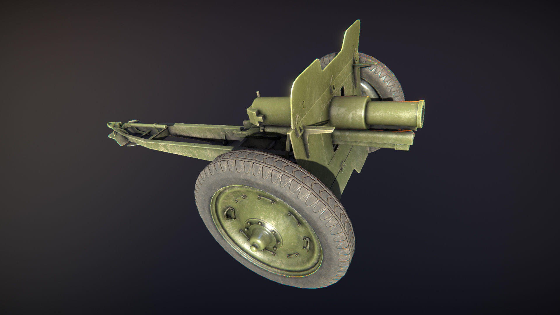 Artillery russian cannon Low-poly 3D model_8