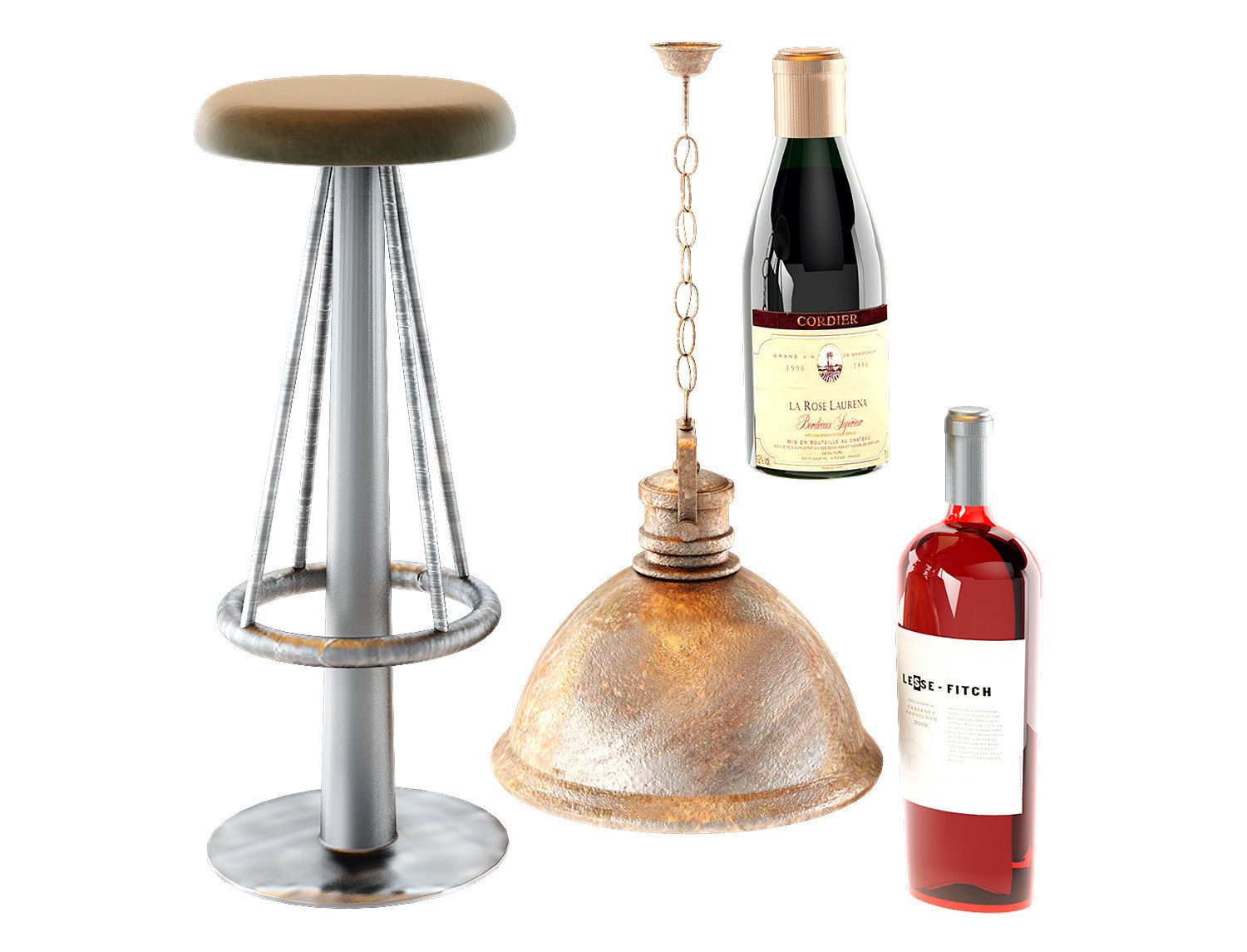 Kiosco Beach Set Decoration Taburete Bar Stools 3D model_4