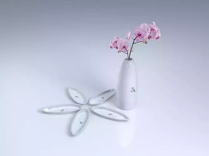 White ceramic orchid dish 3D Model 3D print model