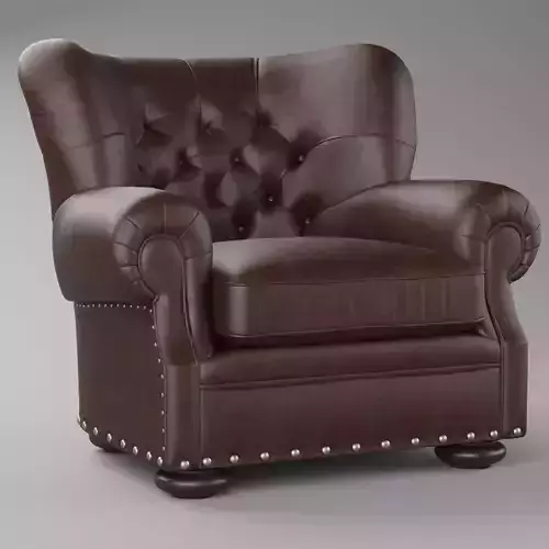  RH CHURCHILL LEATHER CHAIR WITH NAILHEADS