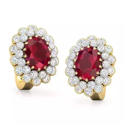 Oval Ruby Earring 