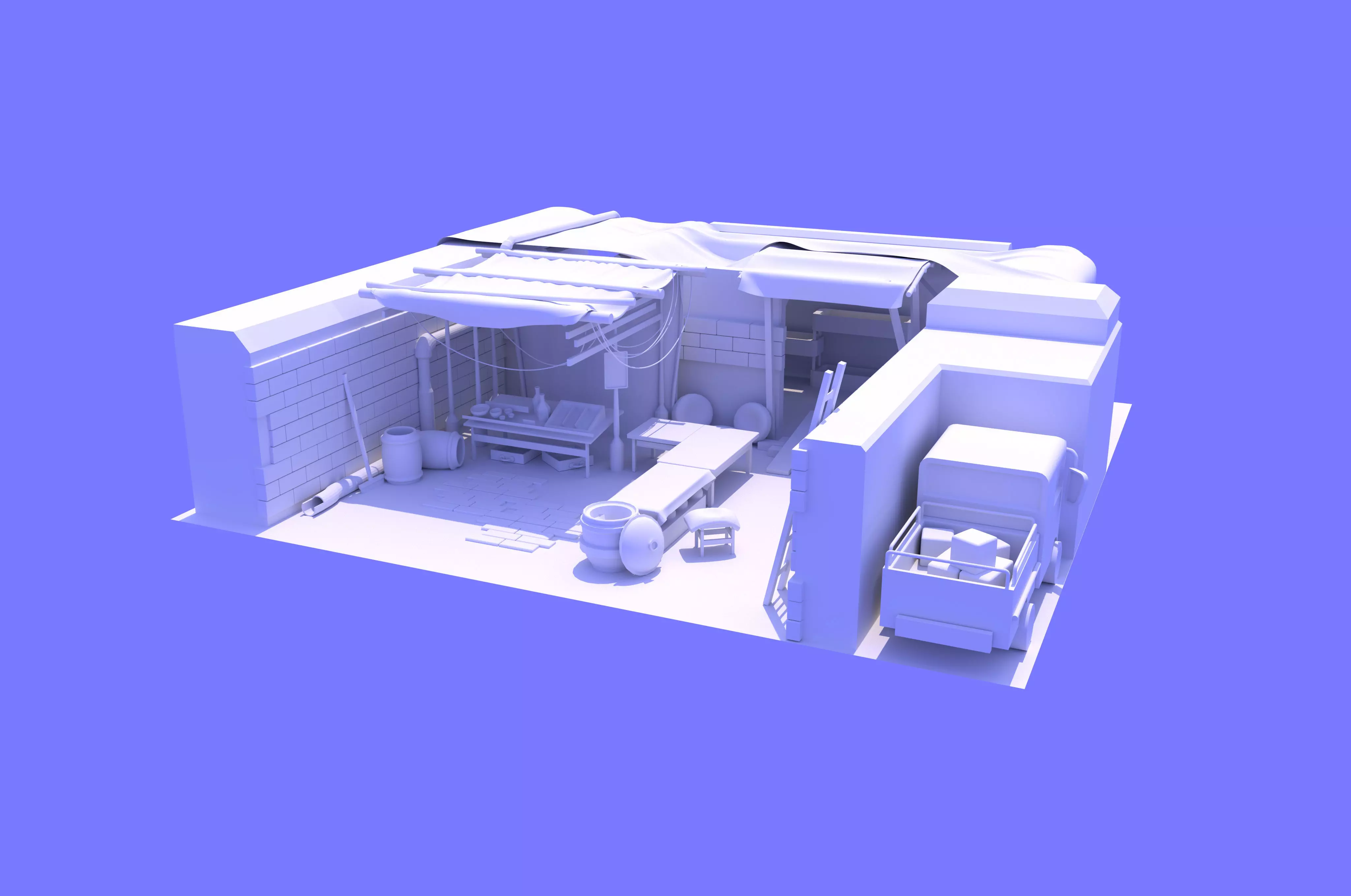 Market Place Low-poly 3D model