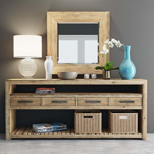 Roslyn Country Table with Decorative Accessories set 3D model