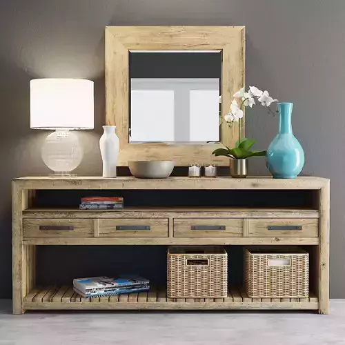 Roslyn Country Table with Decorative Accessories set 3D model