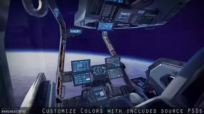 Sci Fi Fighter Cockpit 4 Low-poly 3D model