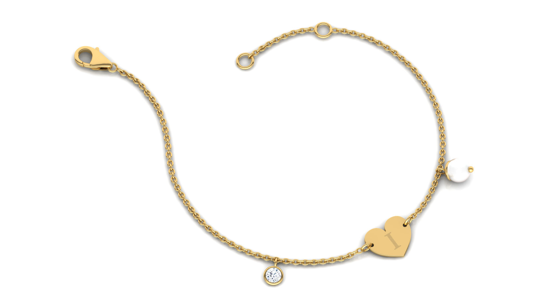 Alphabet -I- Bracelet 3D print model_15