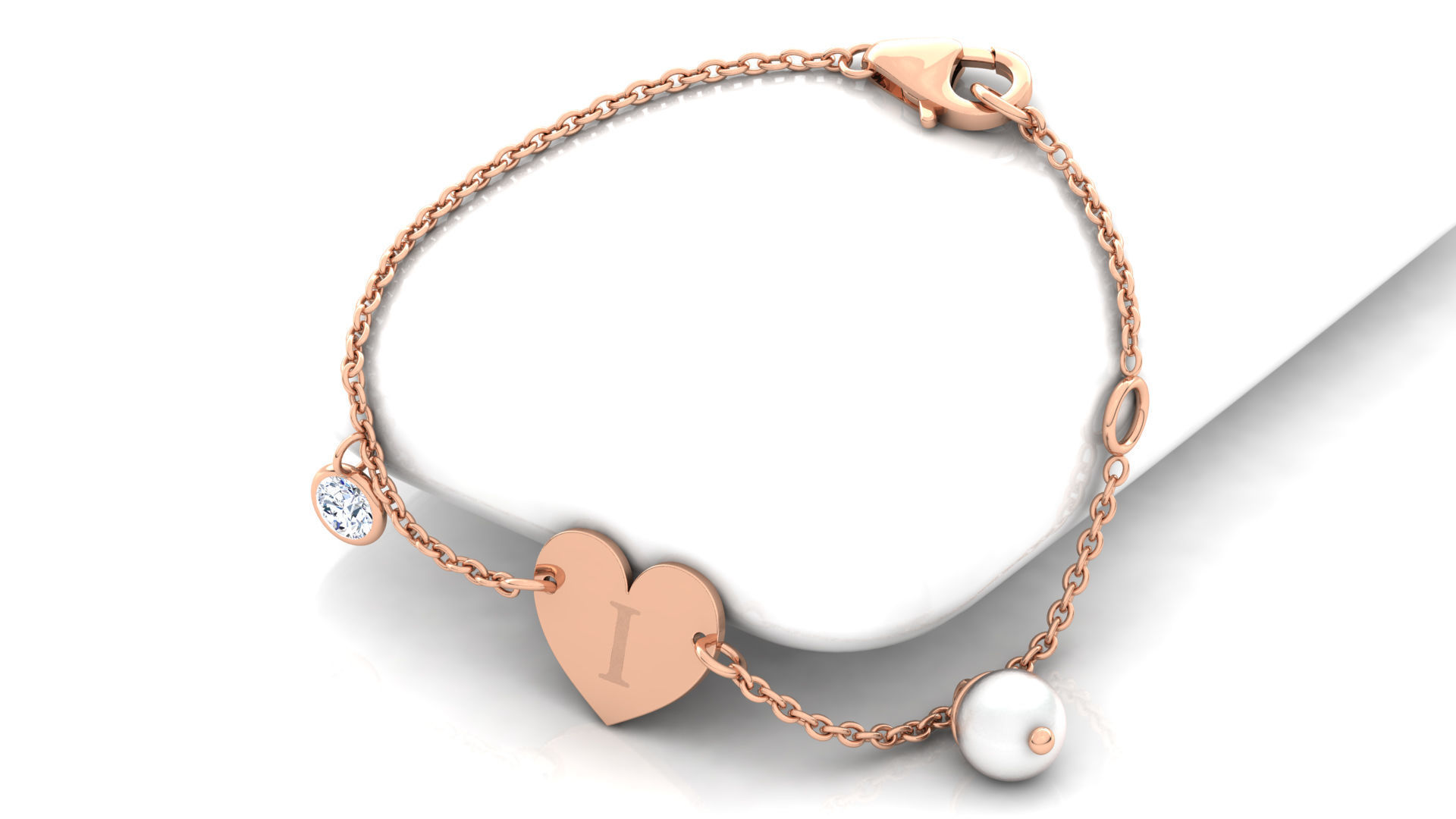 Alphabet -I- Bracelet 3D print model_14