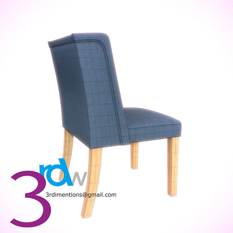 Blue Chair Low-poly 3D model_3