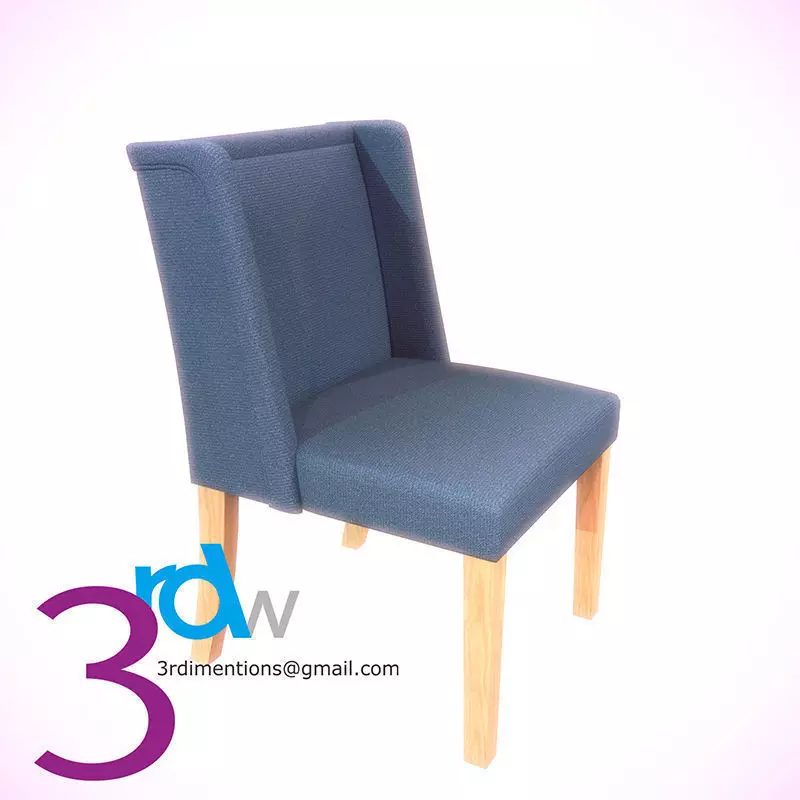 Blue Chair Low-poly 3D model_0