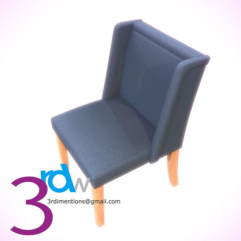 Blue Chair Low-poly 3D model_4