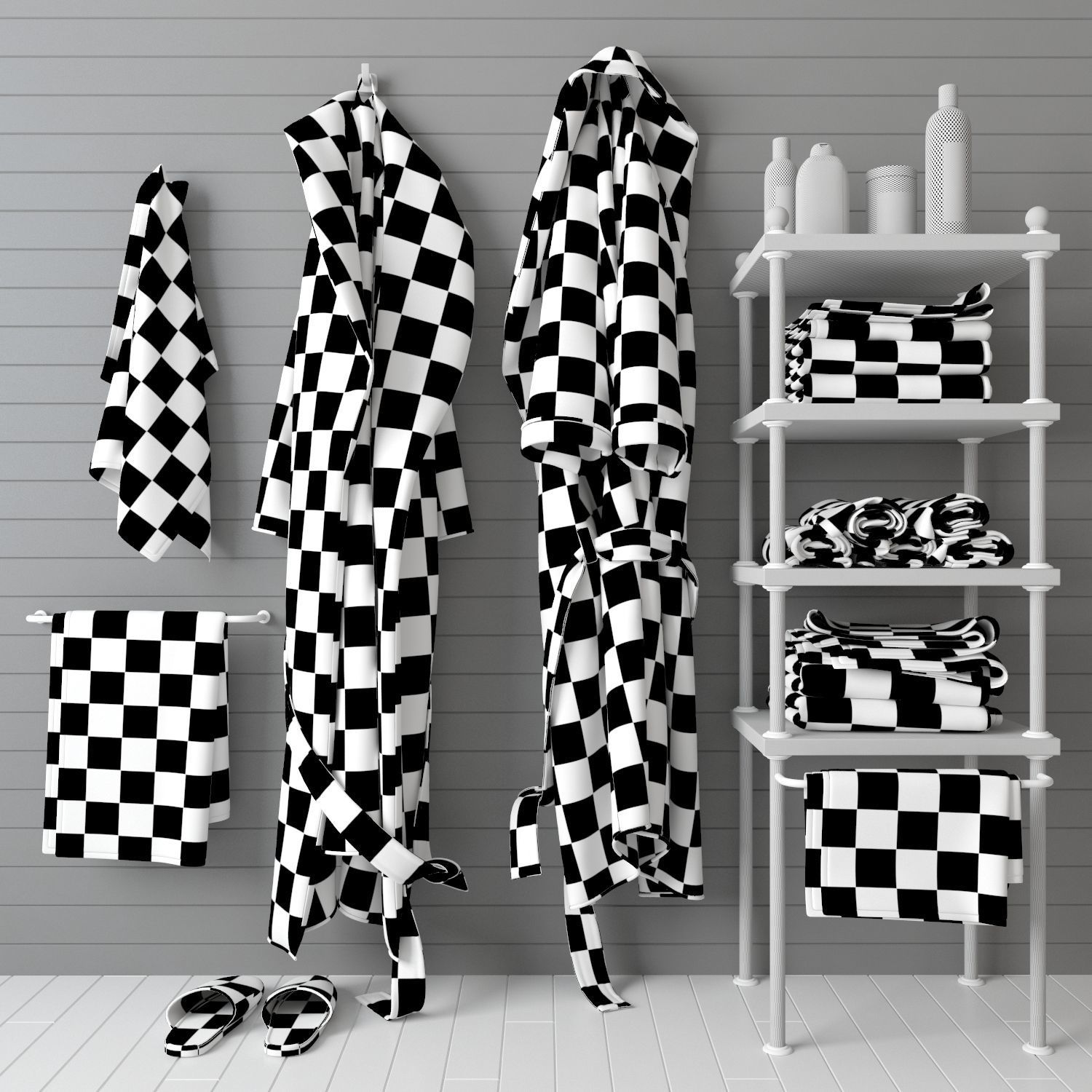 Bath set with bathrobe 3D model_6