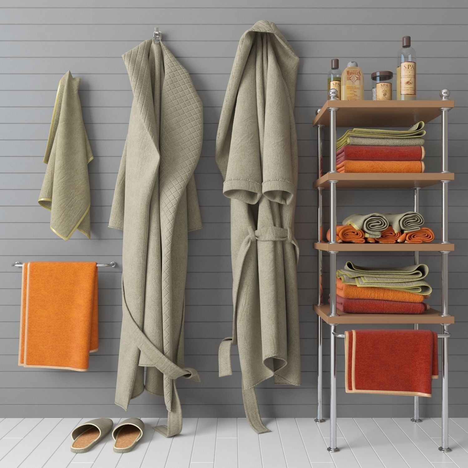 Bath set with bathrobe 3D model_0