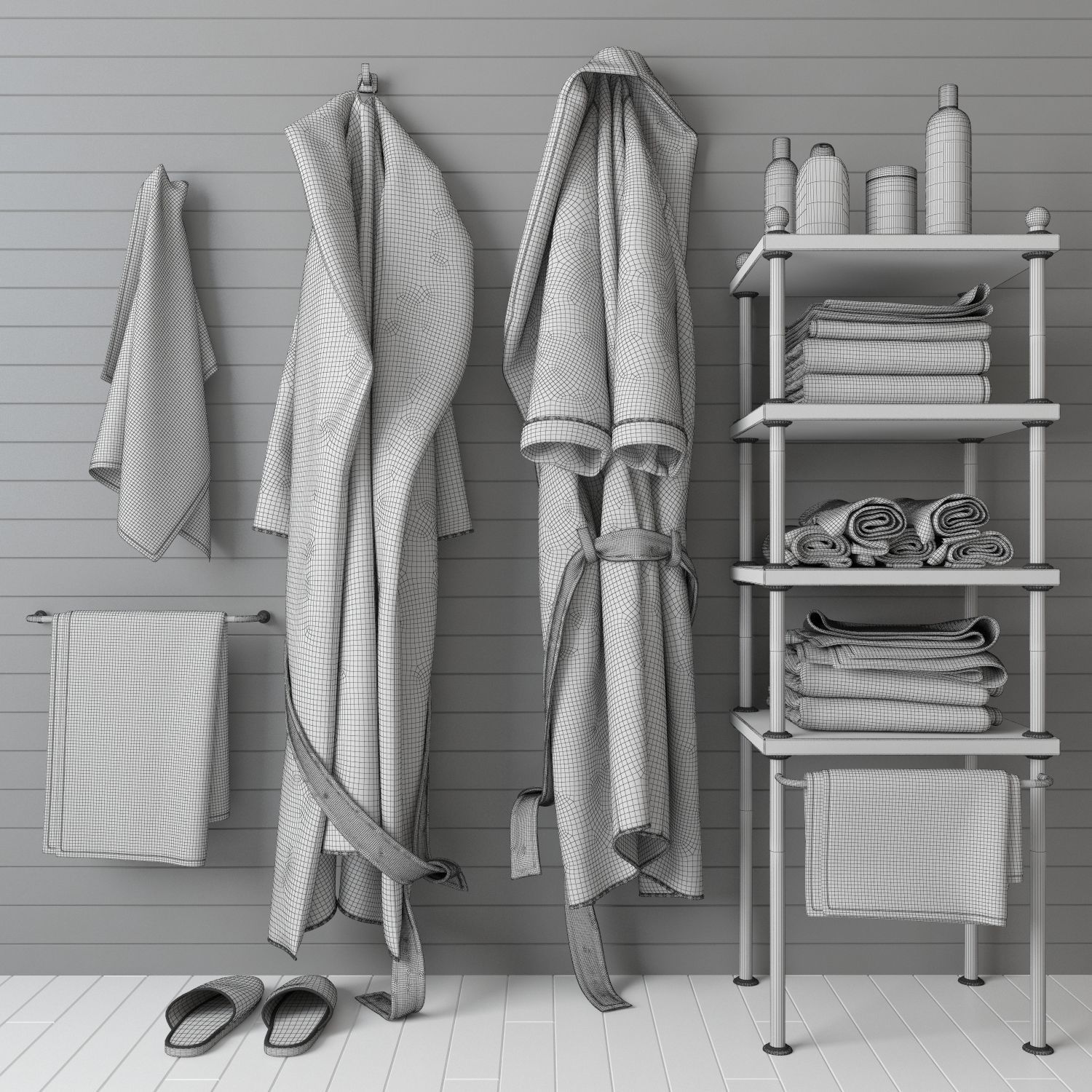 Bath set with bathrobe 3D model_5