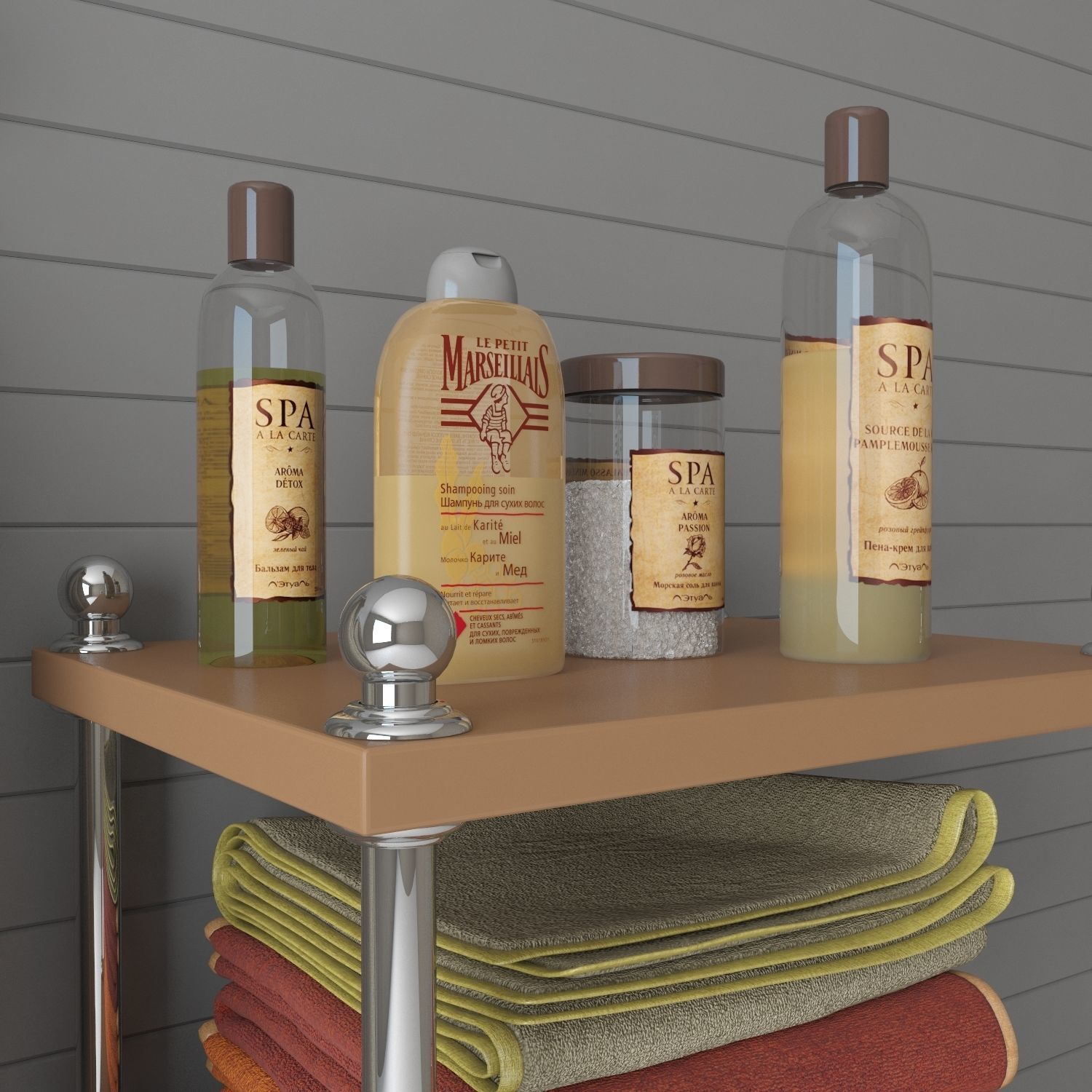 Bath set with bathrobe 3D model_1