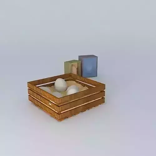 Eggs wooden box with in it Free 3D model