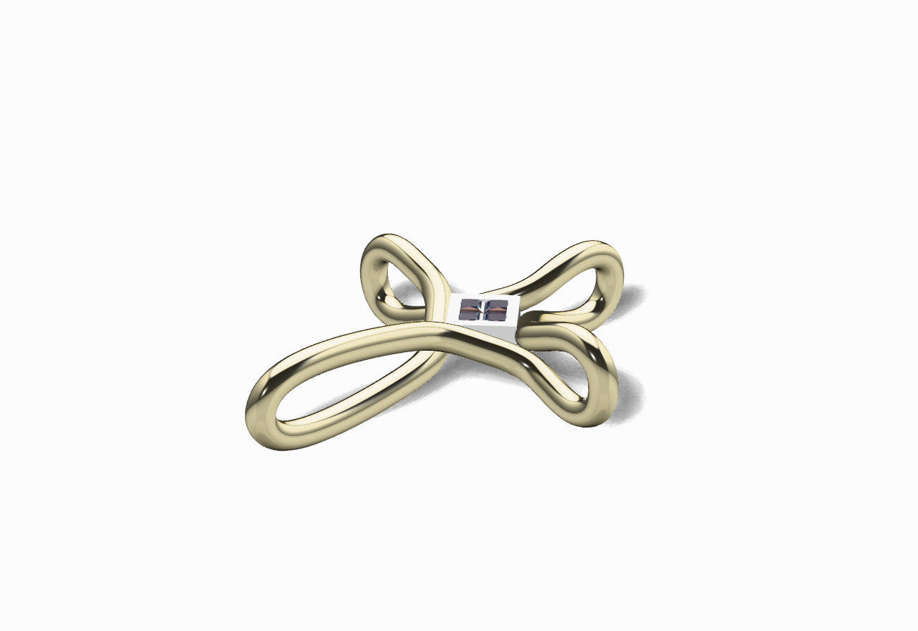 Cross gold with diamond in middle 3D model_2