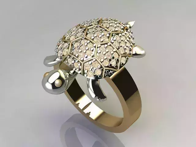 Turtle ring with diamonds