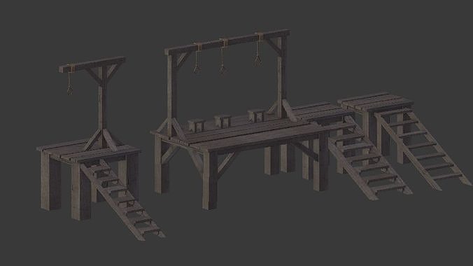 Set of Gallows Low-poly 3D model