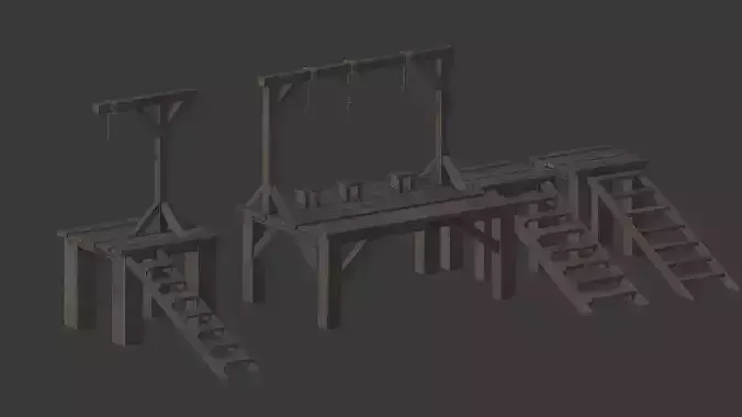Set of Gallows Low-poly 3D model