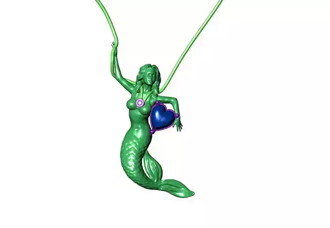 Mermaid hanging from necklace