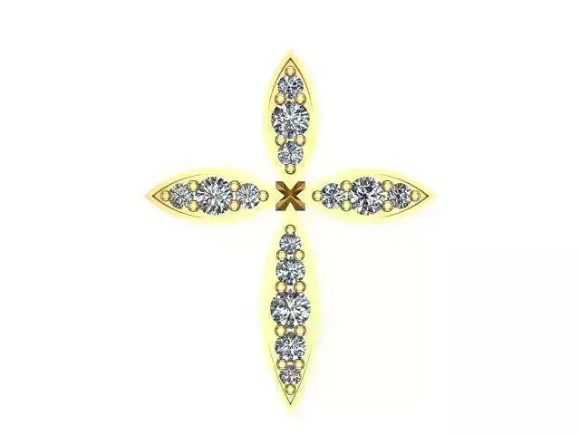 Cross 8 diamond pendant gold