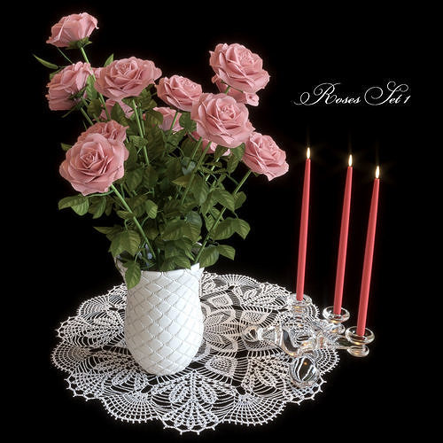 Pink roses 3D model
