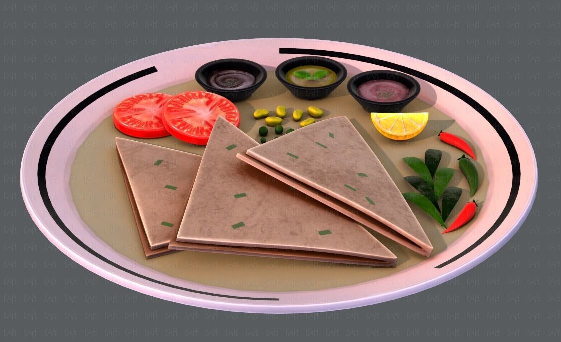 Naan Bread V01 Low-poly 3D model_7