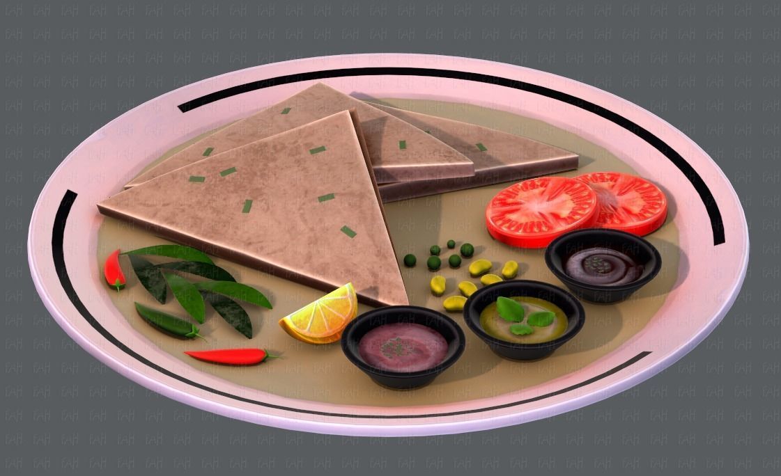 Naan Bread V01 Low-poly 3D model_4