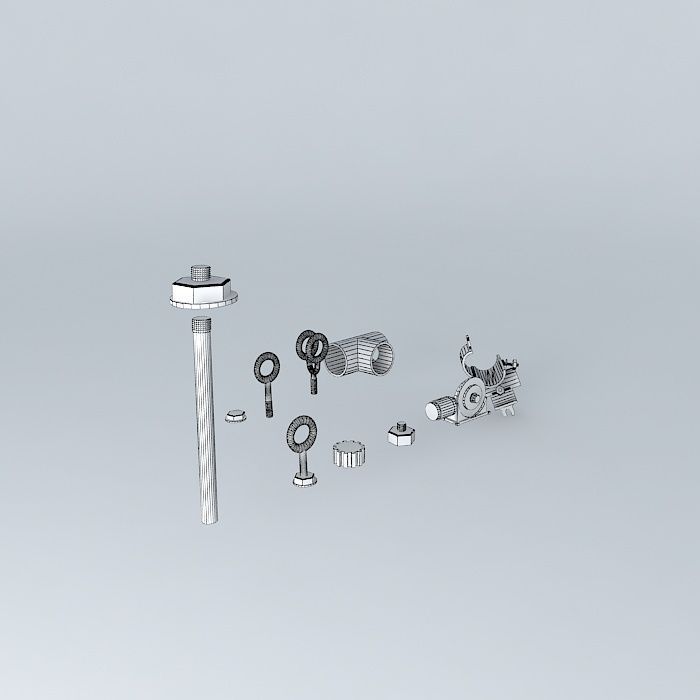 Nuts and bolts and hardware and gear motor Free 3D model_3