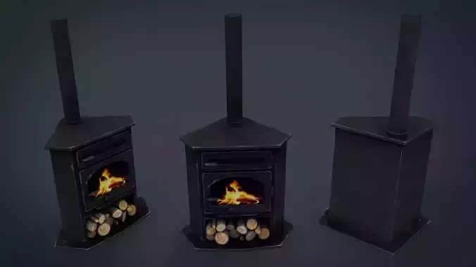 Corner Stove Low-poly 3D model