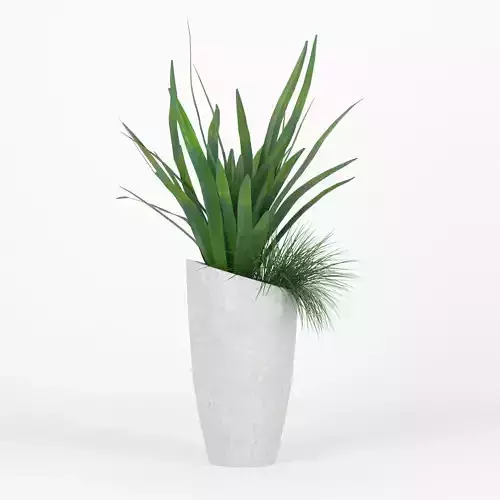 Slant Light Grey Tall Planter grass