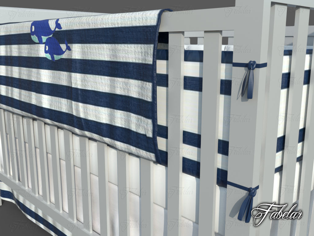 Cot bed Low-poly 3D model_4