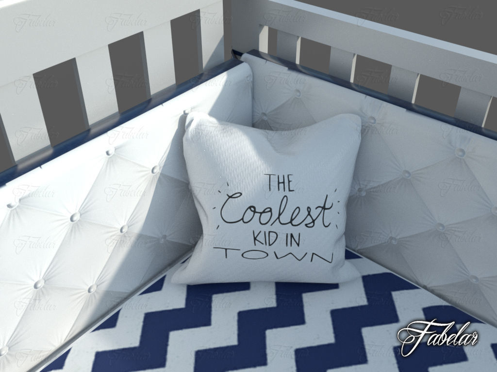Cot bed Low-poly 3D model_6