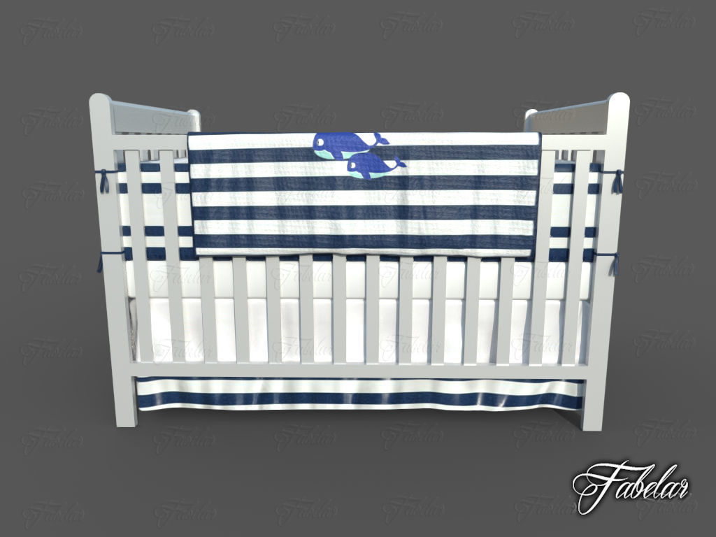 Cot bed Low-poly 3D model_1