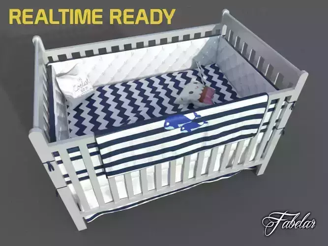 Cot bed Low-poly 3D model