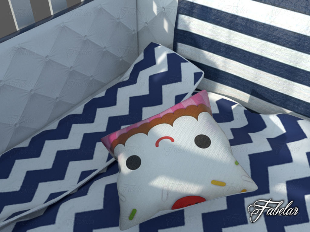 Cot bed Low-poly 3D model_5
