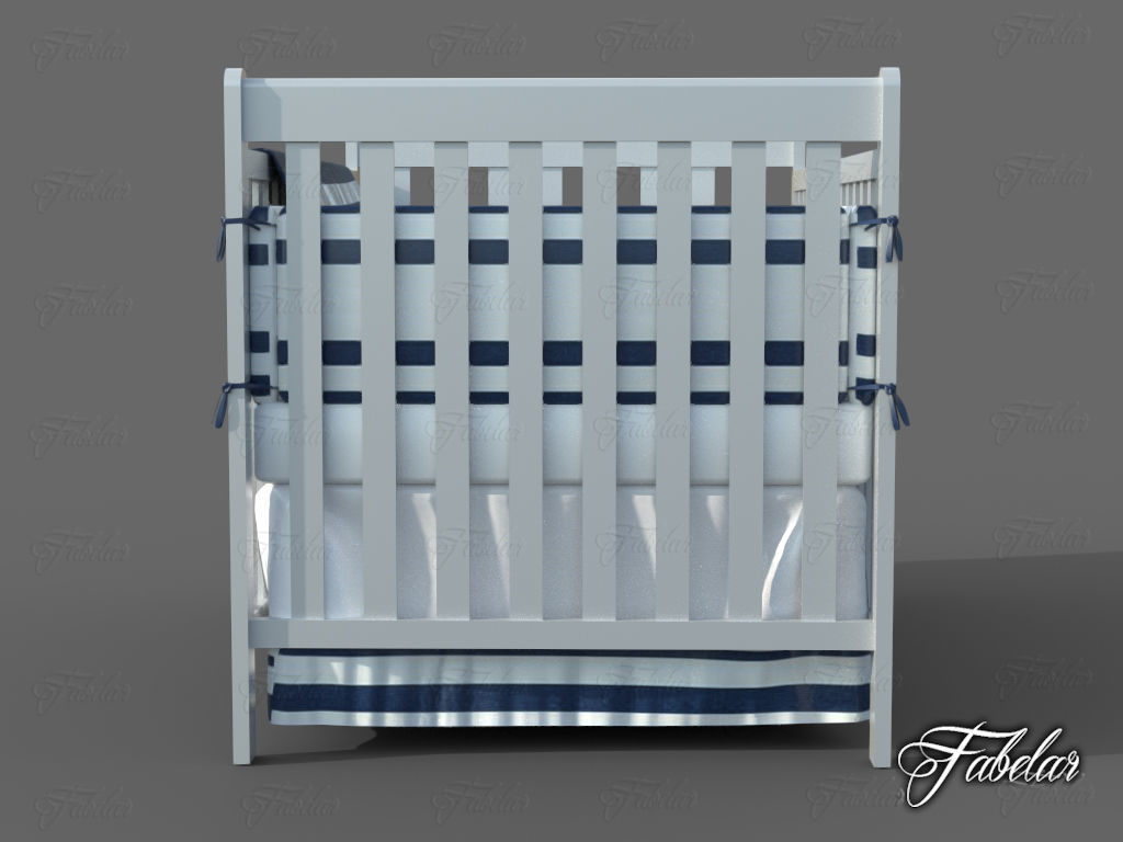 Cot bed Low-poly 3D model_2
