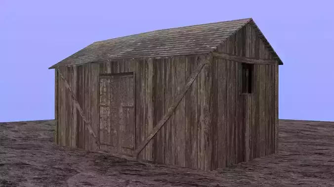 Small barn lowpoly Free low-poly 3D model
