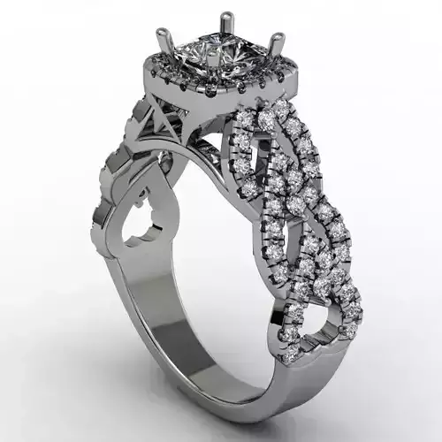 Hearts on shank engagement ring