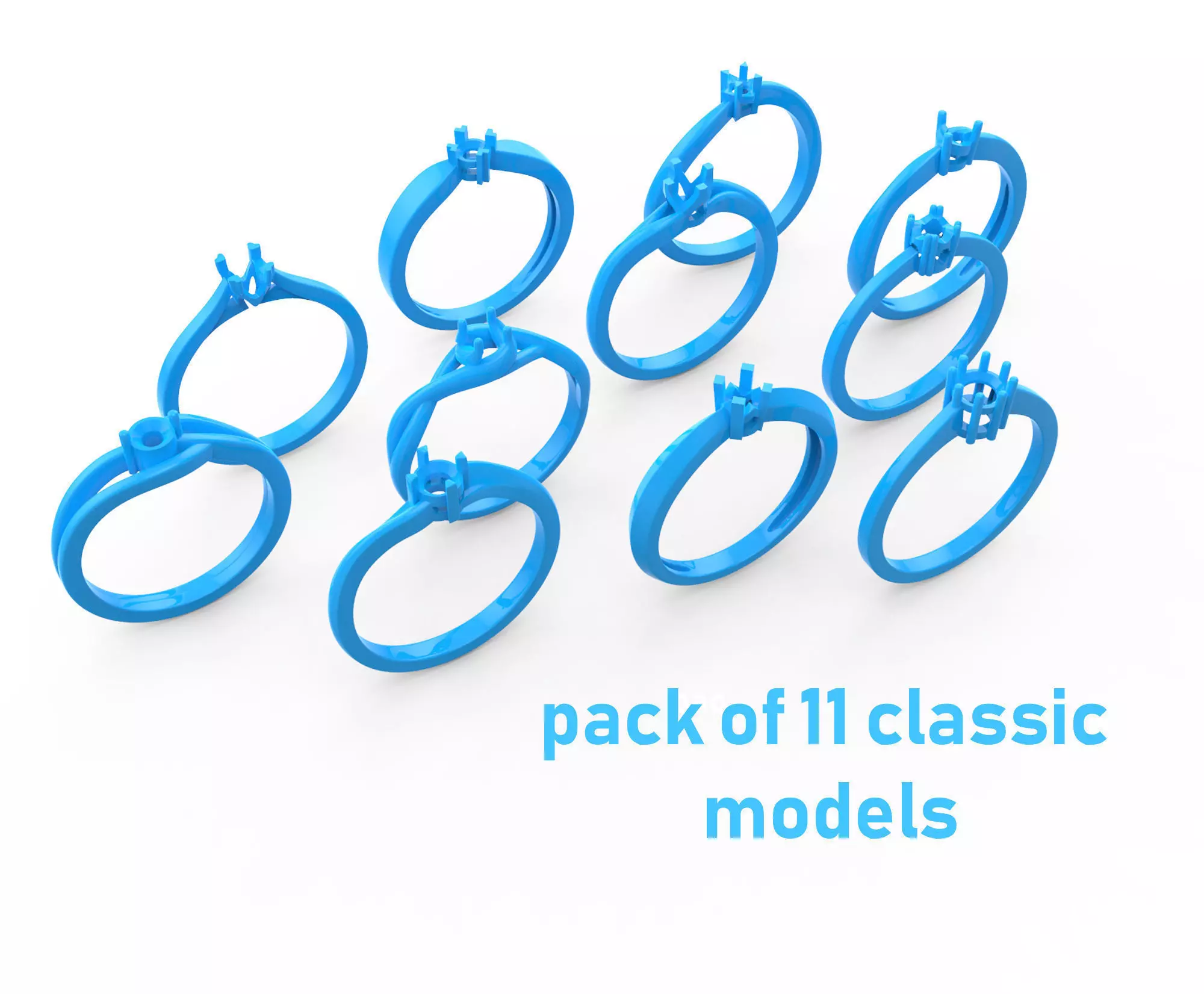100207 Pack of 11 classic rings 3D print model