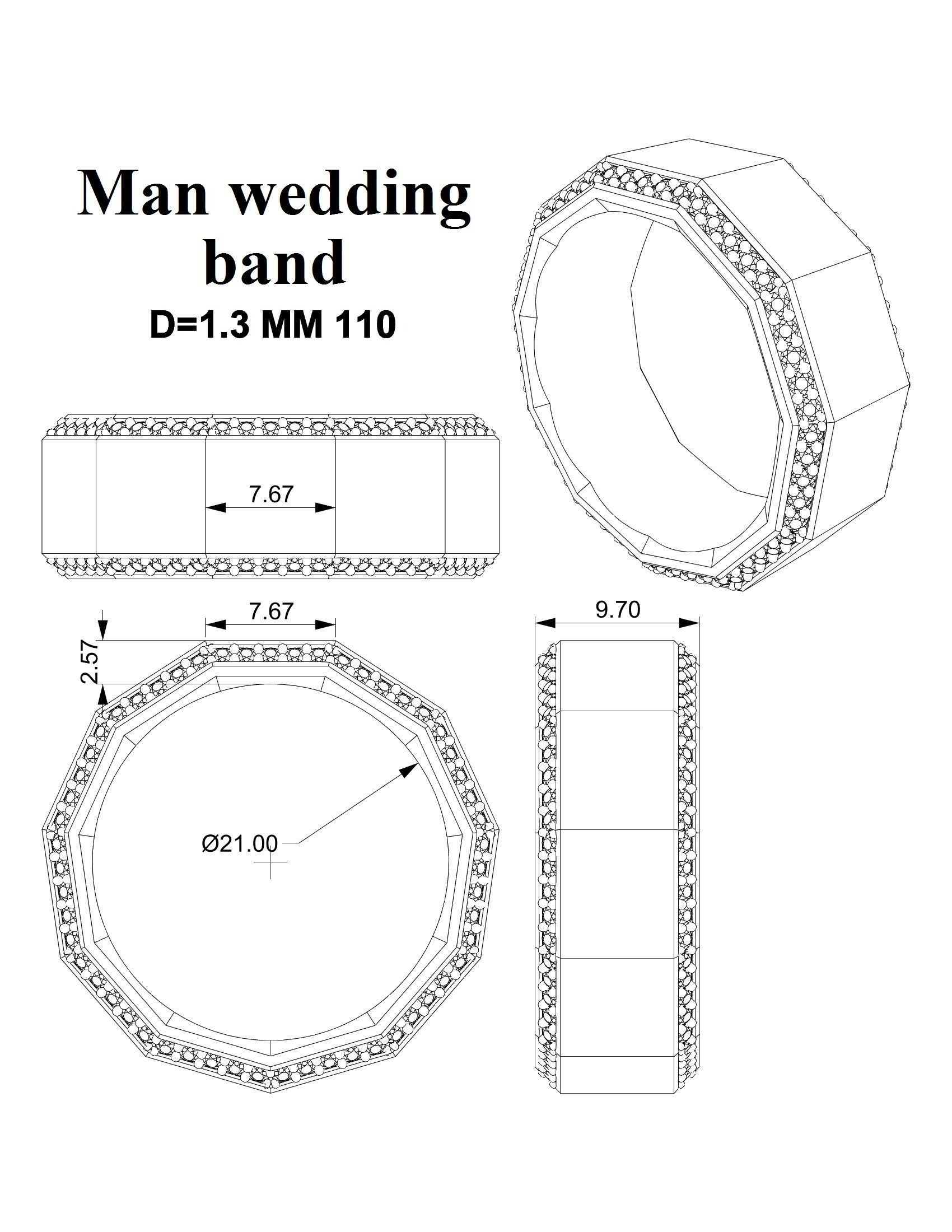Man wedding band 3D print model_4