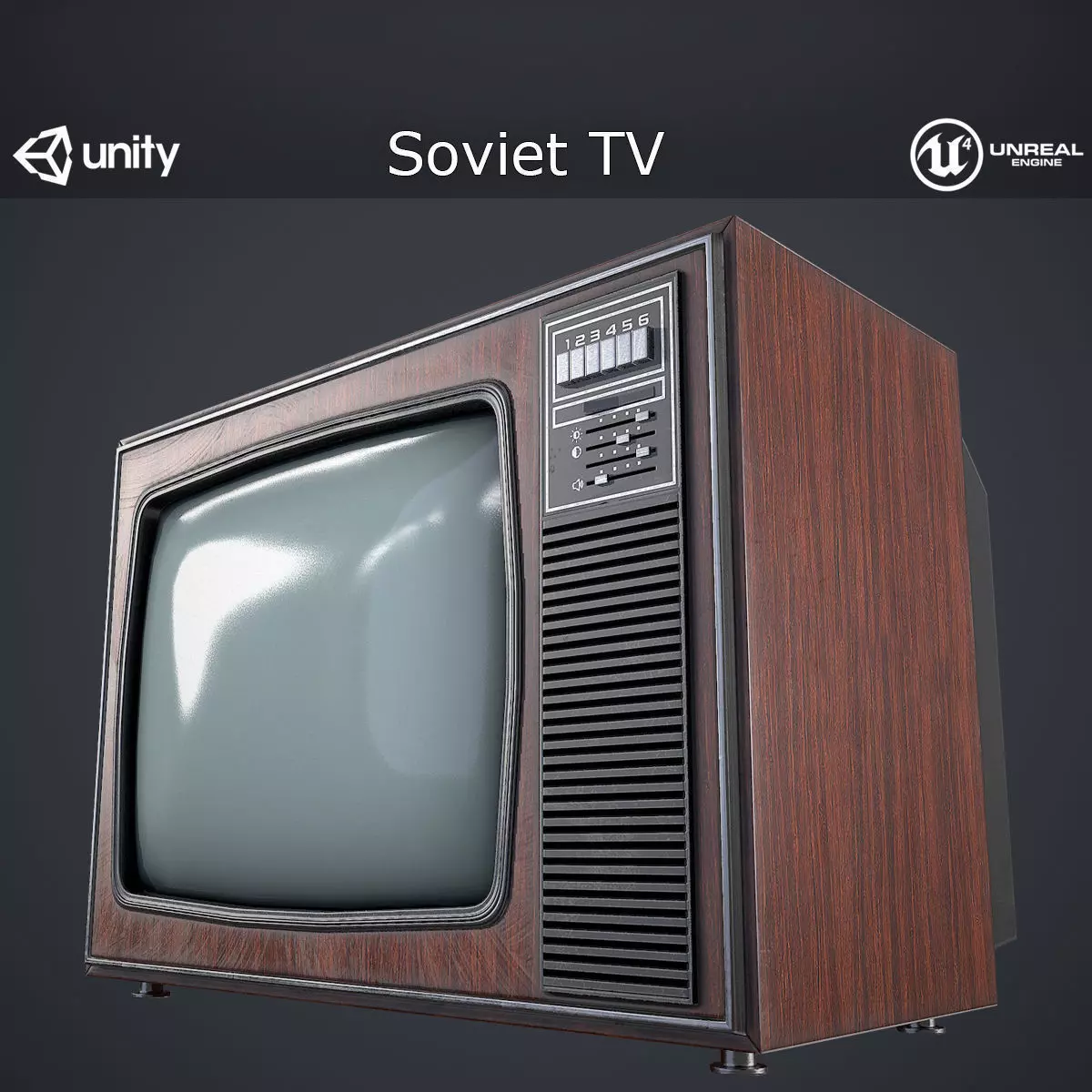 Soviet TV Low-poly 3D model_0