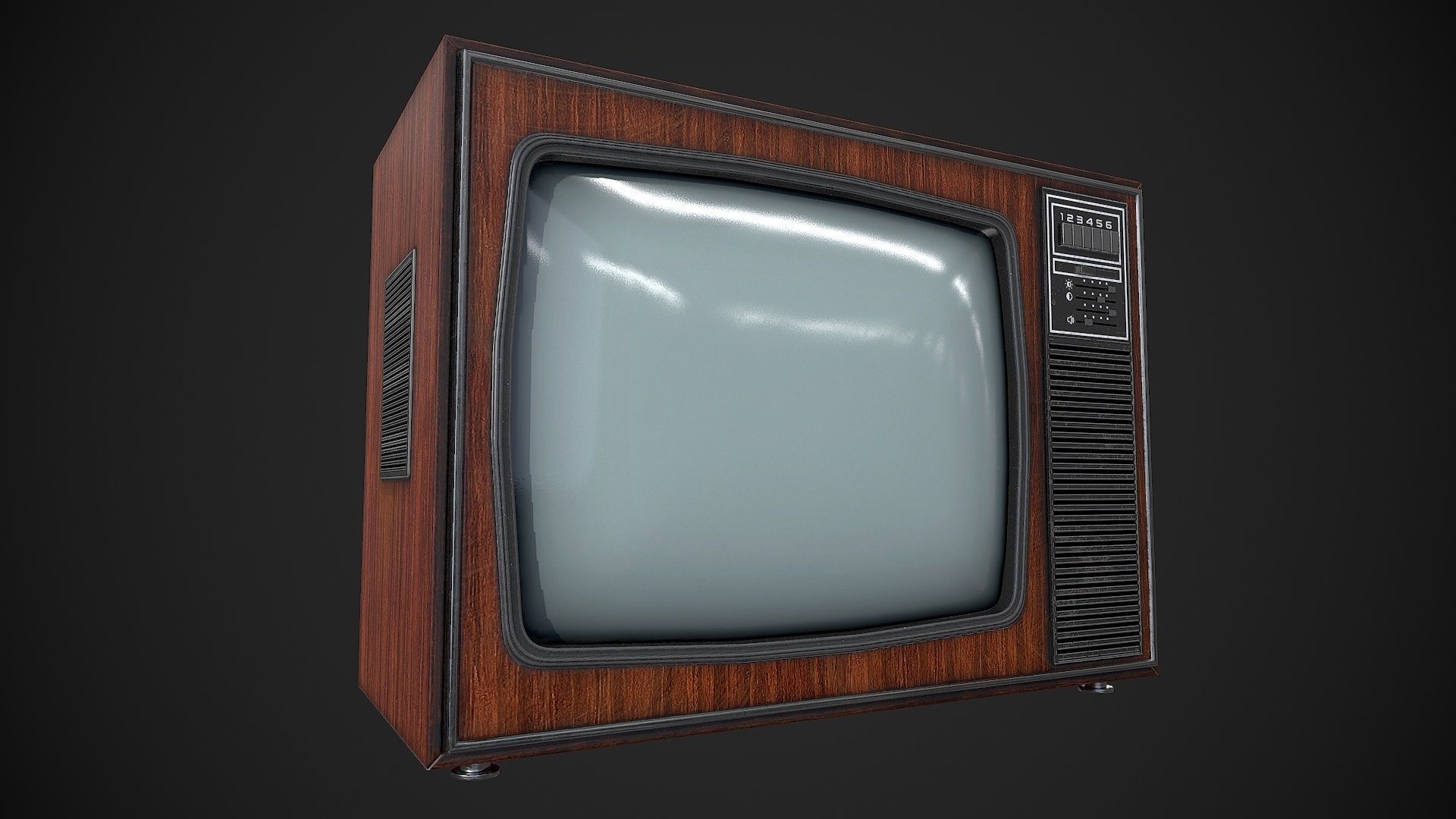Soviet TV Low-poly 3D model_2