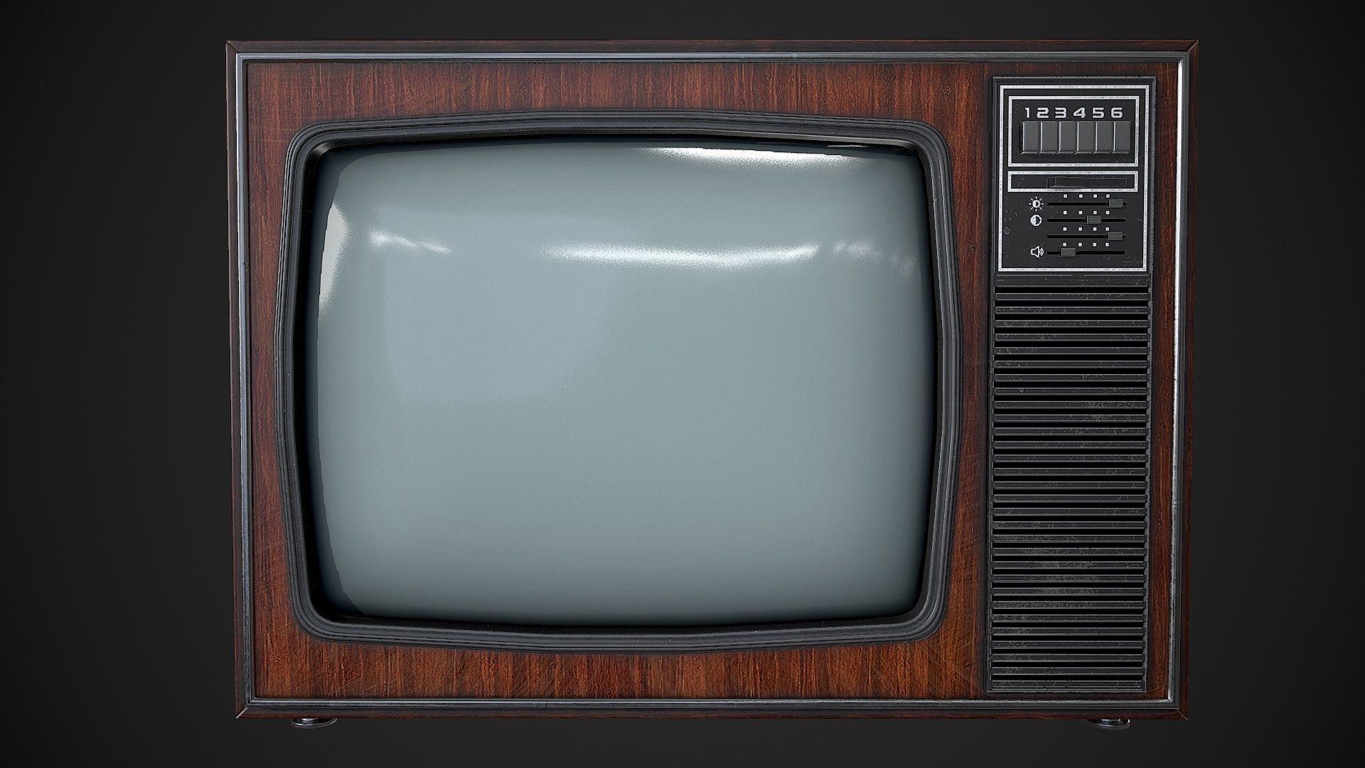 Soviet TV Low-poly 3D model_3