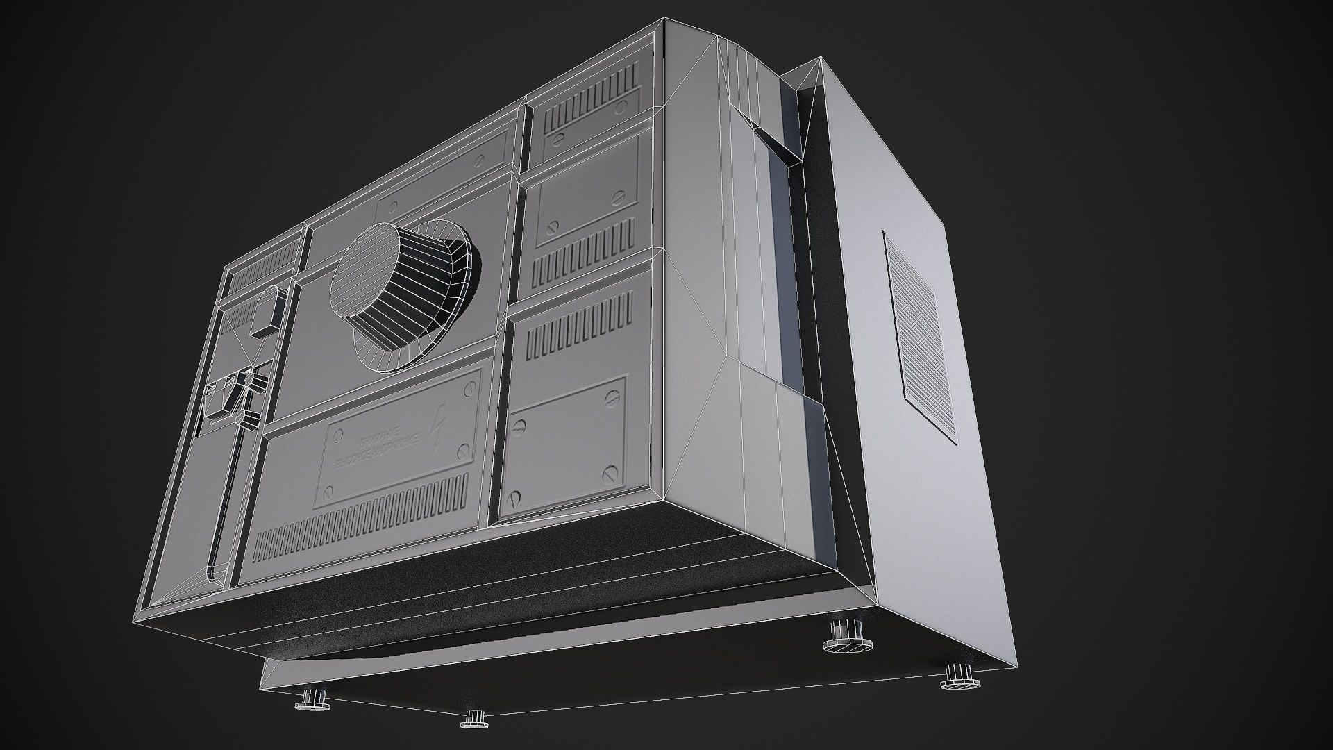 Soviet TV Low-poly 3D model_12